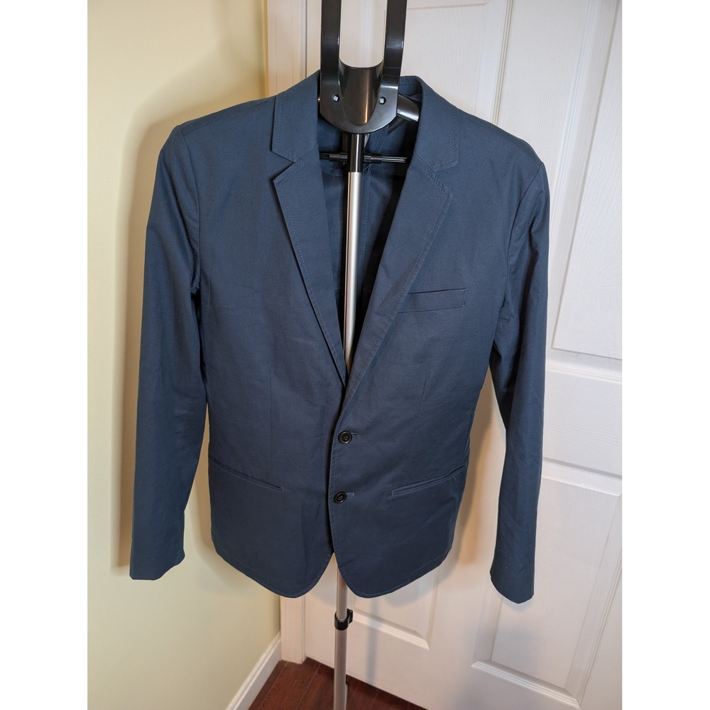 Everlane The Casual Blazer Men 38 Navy Cotton Linen Blend Two Button Sport Coat
